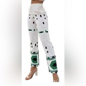 Zara | White embroidered linen pants size M